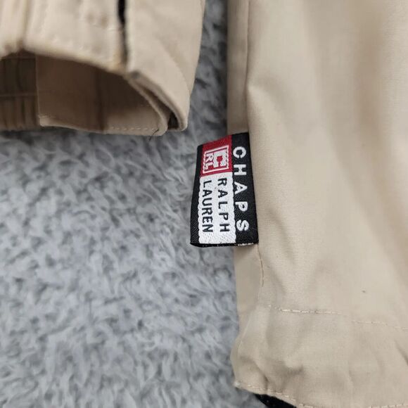 Chaps Ralph Lauren Jacket Mens XL Tan Packable Hood Vintage 90s Classic Logo - Picture 10 of 16